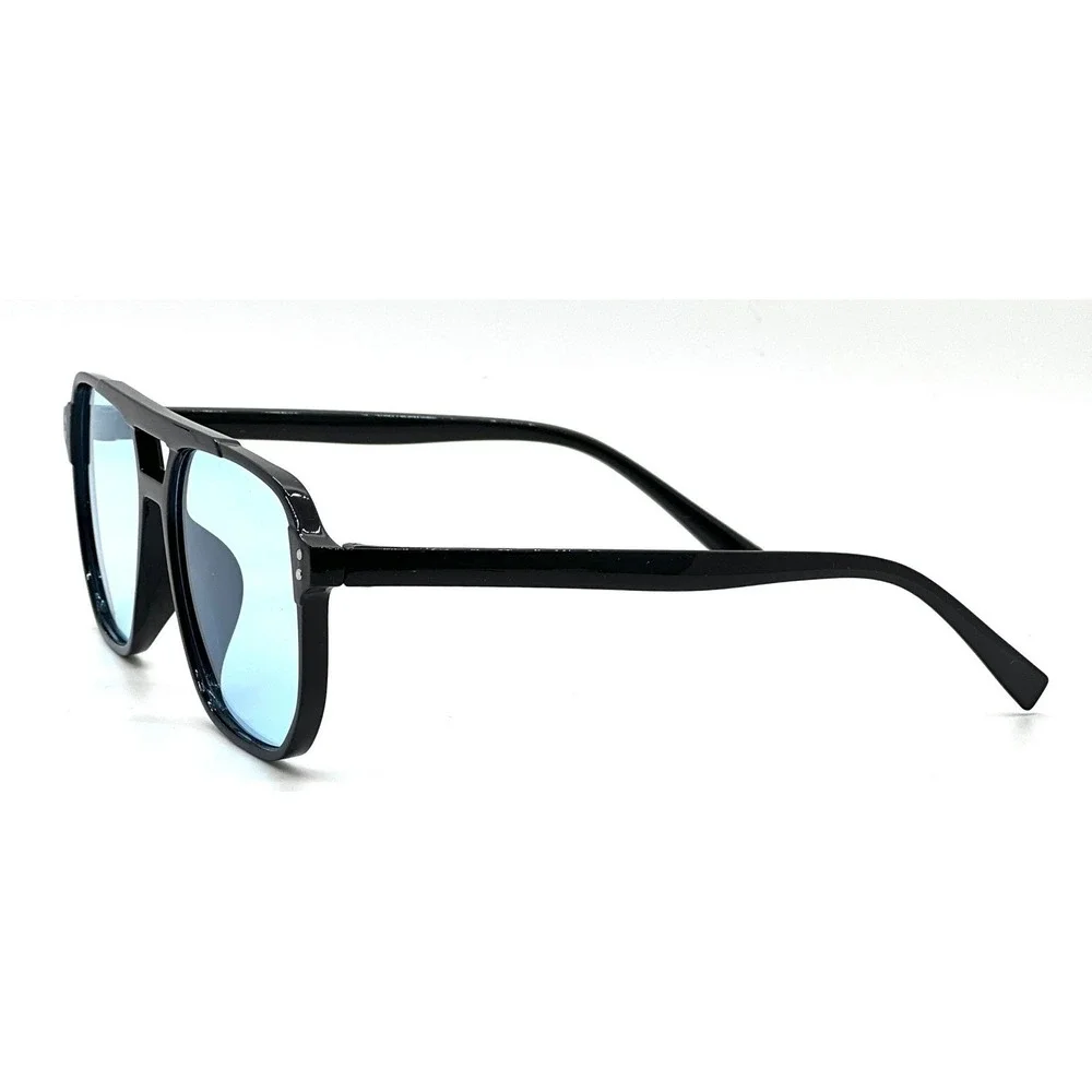 Men Sunglasses Blue Lens Pilot Style Retro Rectangular Outfit‎ Trendy Model 2026